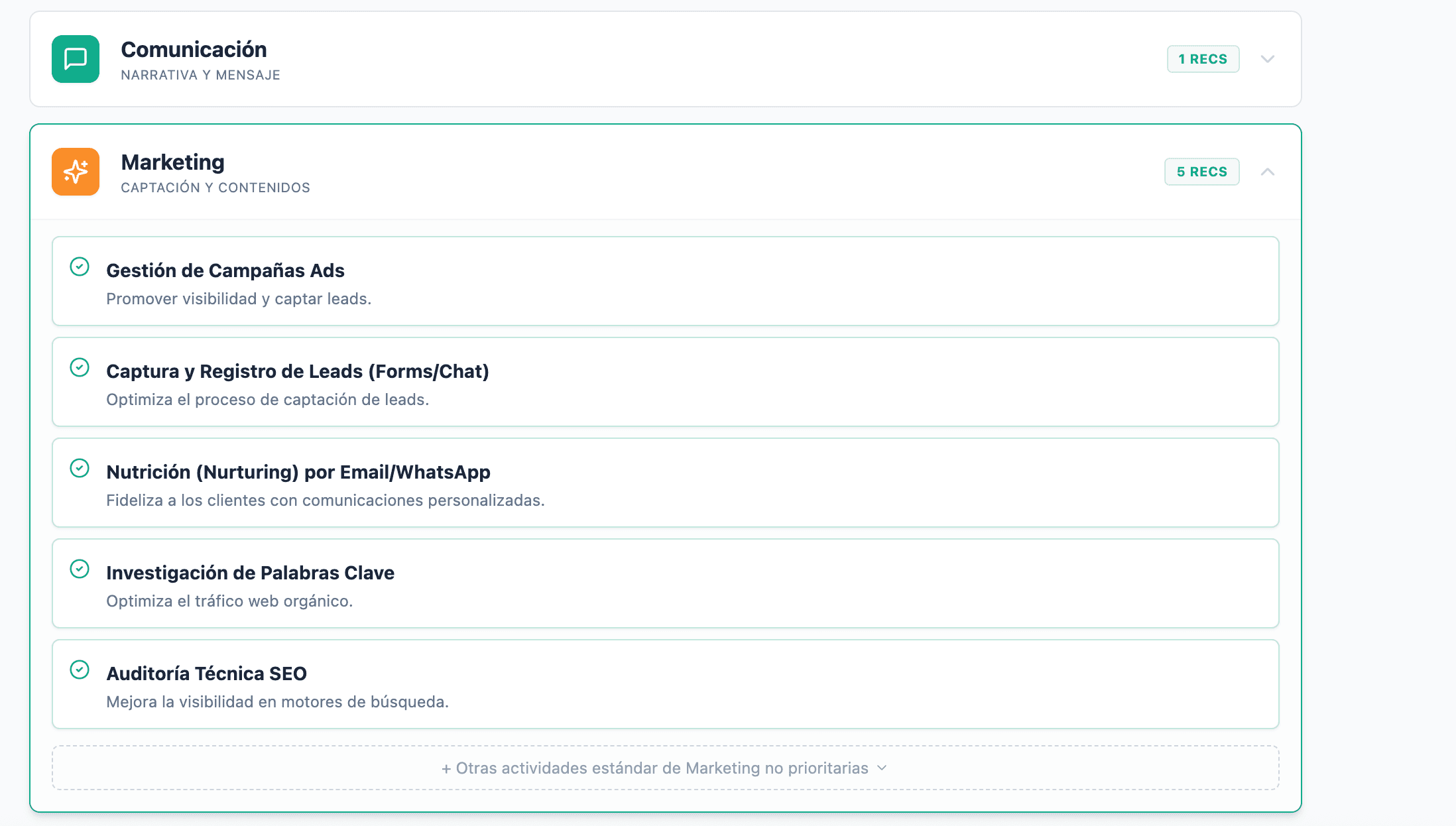 Oportunidades priorizadas por impacto